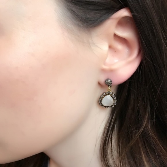 Diamonds moonstones and topaz earrings - Picture 4 of 6